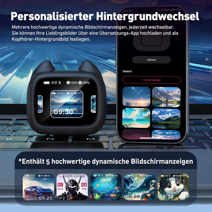 MS102 KI Übersetzer Kopfhörer, 3-in-1 Übersetzungskopfhörer für 134 Sprachen, Bluetooth 6.0 Sprachen