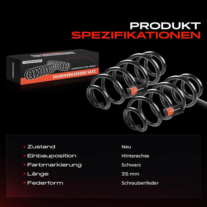 Frankberg 2x Federn Fahrwerksfeder Hinterachse Kompatibel mit Bravo II 198 1.4L 2007-2014 Bravo II 1