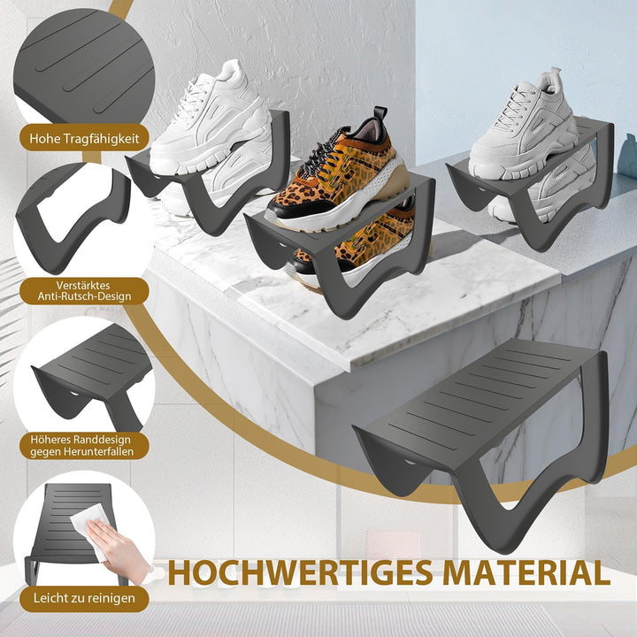 10 Stück Doppelschicht Schuhhalter Schuhorganizer 25x14,5x14cm Schuhschlitze Platzsparend rutschfest
