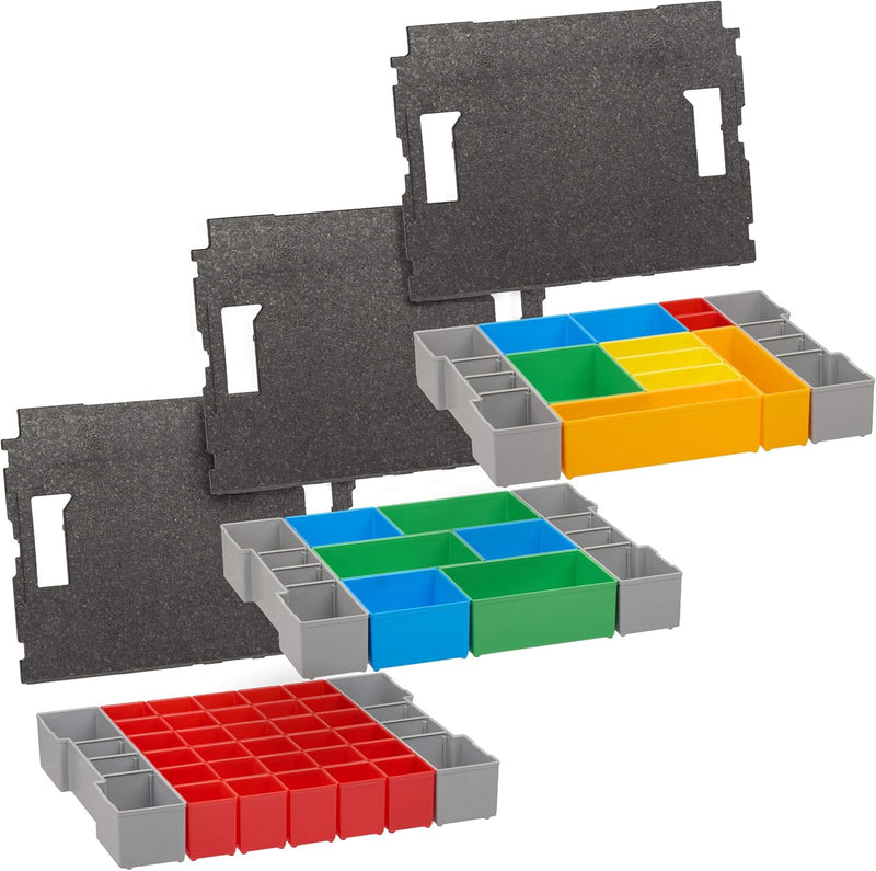 Bosch Sortimo L-box Einlagen | 3er Set Werkzeugkoffer Einlagen für LBoxx altes Modell inkl. Einsatz