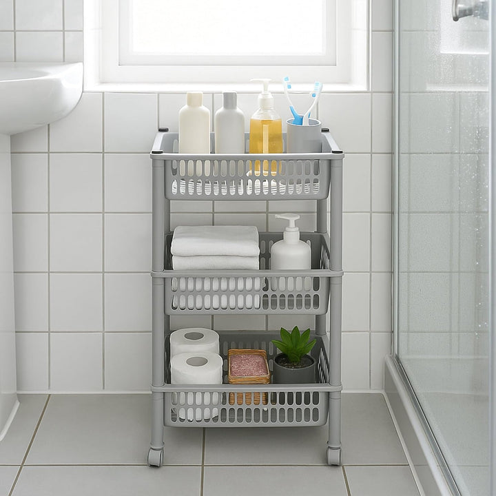 Plast Team Öko Trolley mit 3 Körben, Silber, One Size Einheitsgrösse Silber, Einheitsgröße