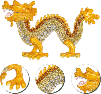 HOMSFOU Skulptur Goldenen Drachen Strass Figuren Strass Drachen Statue Tisch Drachen mit Drachen Sku