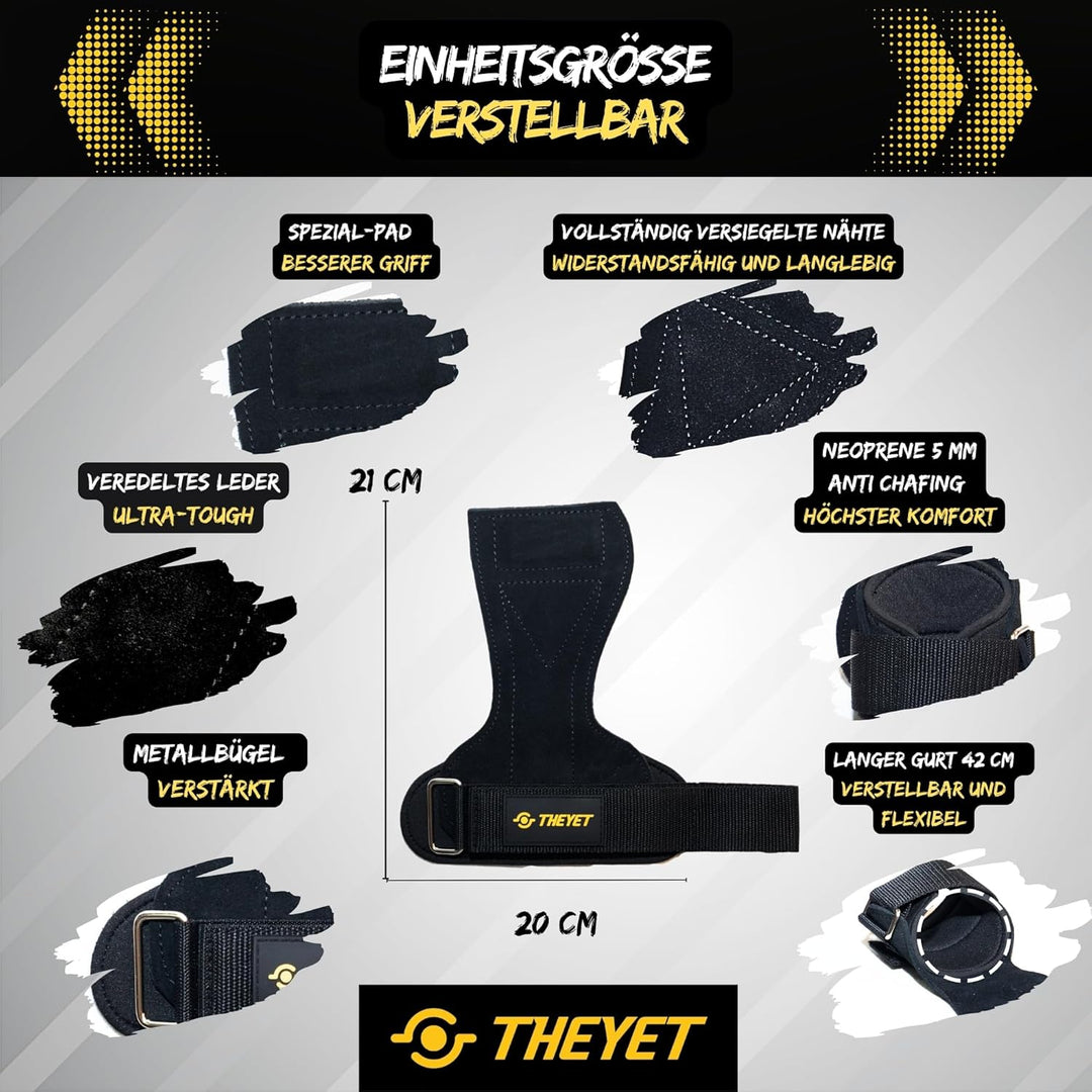 Theyet Crossfit Grips | Fitness Handschuhe Herren und Damen | Lifting Straps mit Handgelenkstütze |