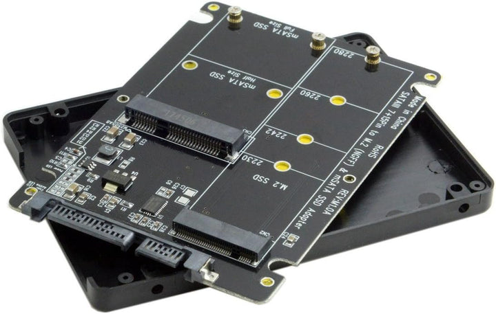 Cablecc 2-in-1-Kombo M.2 NGFF B-Schlüssel & mSATA SSD zu SATA 3.0 Adapter-Konverter, Gehäuse. ohne S