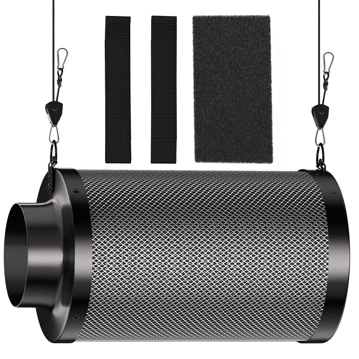 Hon&Guan Aktivkohlefilter 150mm mit Leichtes Carbon 300mm Lang, 38mm Dickes Holzkohlebett für Geruch