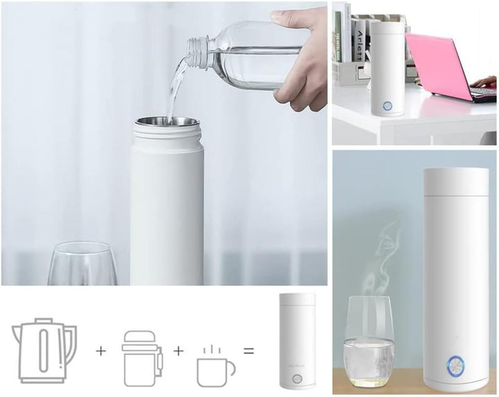 Tragbarer Elektrischer Wasserkocher, 400ml Reise Wasserkocher, Schneller Wasserkocher mit Trennbares