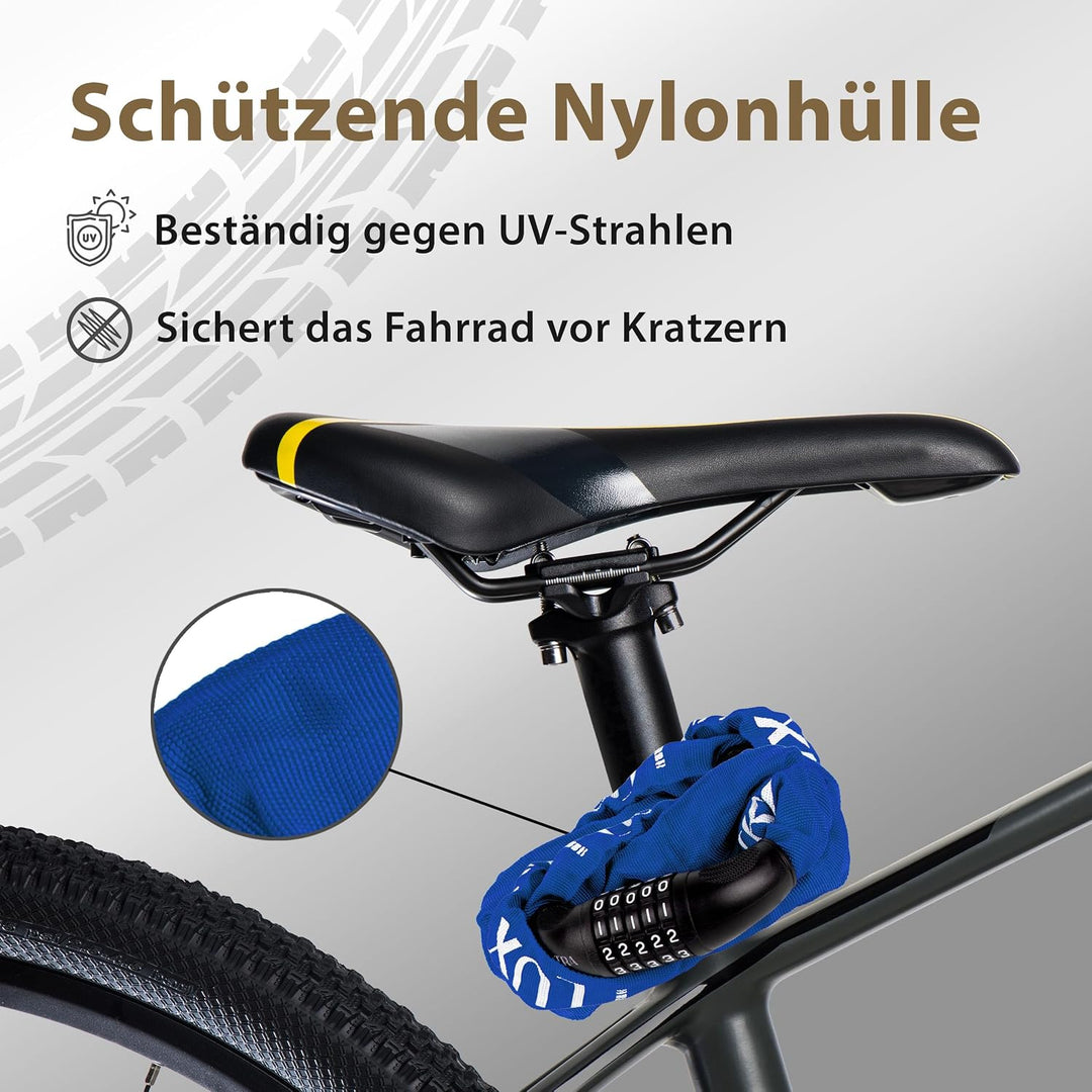 Fahrradschloss - 1m Kette, Fahrradschloss Hohe Sicherheit, Zahlenschloss, Fahrradschloss Kinder, Rob