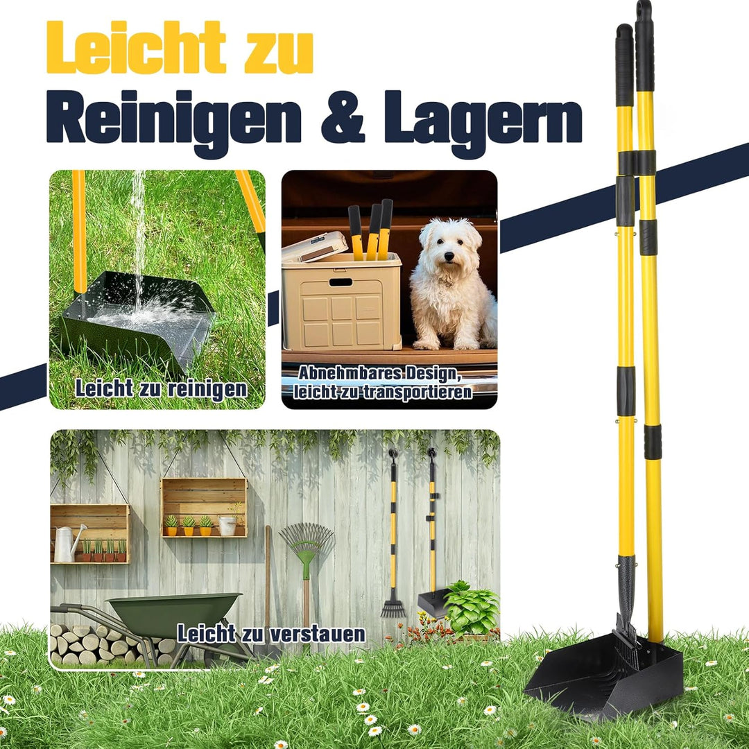Hundekotschaufel Kehrschaufel & Rechen Mit Abfallsäcken, Hundekotsammler Langer Griff, Hundekot Scoo