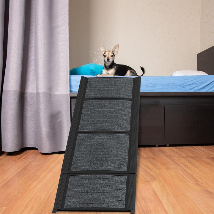 Aufun 157x44 cm Auto Hunderampe Klappbar,Hundetreppe Auto mit Rutschfester Teppichoberfläche, Tragba