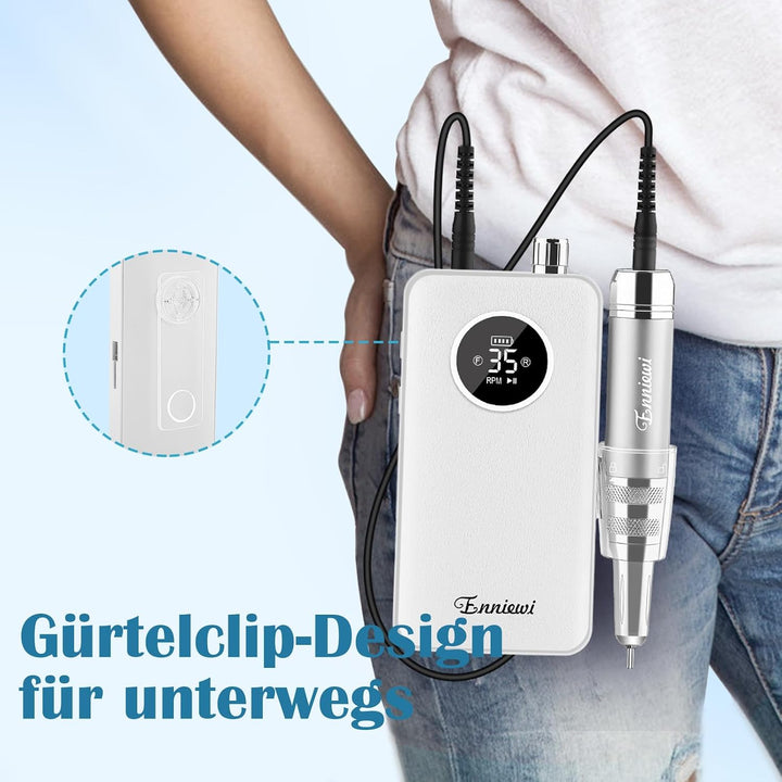 Nagelfräser 35000RPM für Gelnägel, Wiederaufladbarer Elektrischer Nagelfräser mit LED-Anzeige, Tragb