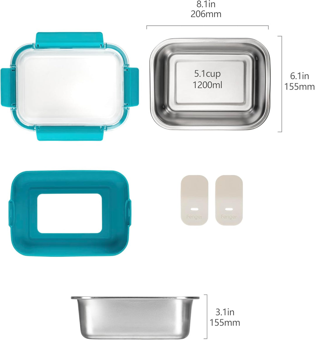 Fenger Edelstahl-Lunchbox mit Silikonhülle/Bento-Box/Frischhaltedosen – auslaufsicher, wiederverwend