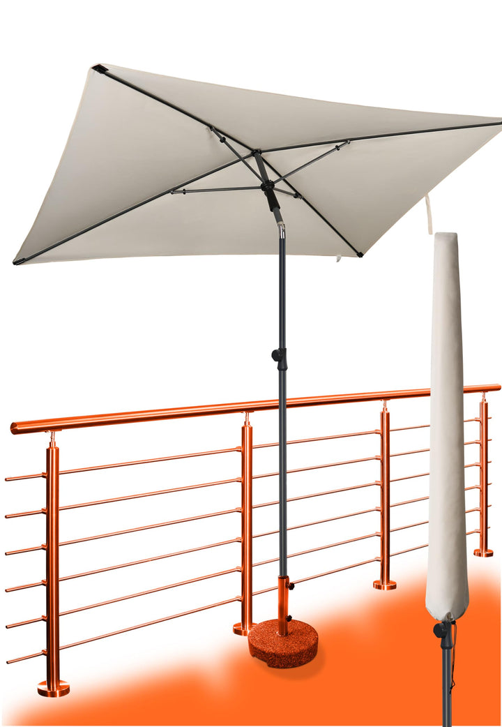 4smile Sonnenschirm Balkon SunnyShade Plus, mit Sonnenschirmhülle - Sonnnenschutz Balkon SET, Beige