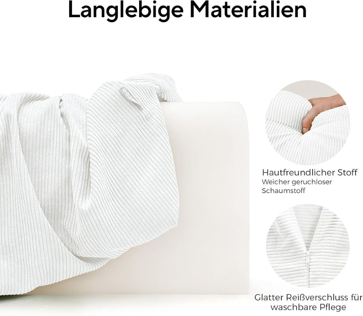 AEOCOO Bettstossstangenschutz, 70 x 20 cm, Bai Bai Size 70*14*20cm, Weiss U-form 70cm