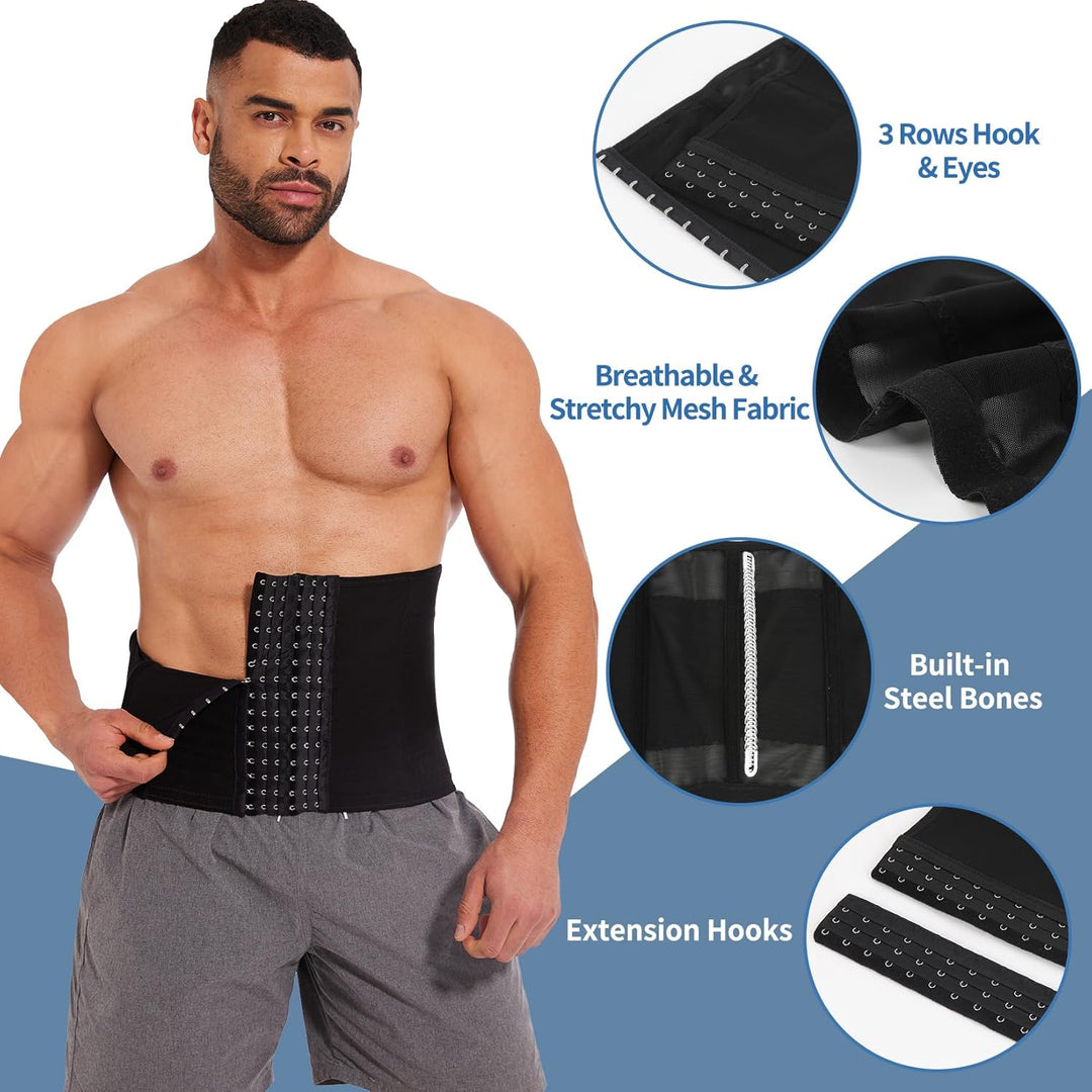 SLIMBELLE Herren Bauchweggürtel Fitnessgürtel Body Shaper Schwitzgürtel Taillenmieder Verstellbarer