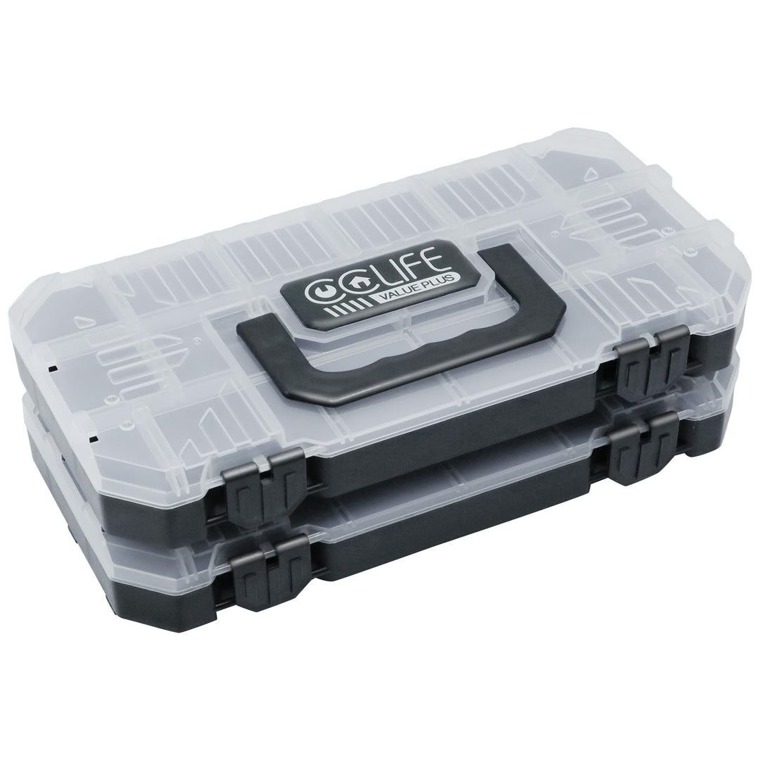 CCLIFE 2tlg Sortimentskasten Unterteilt und Stapelbar Transparent Werkzeug-Organizer (29,5 x 15,5 x