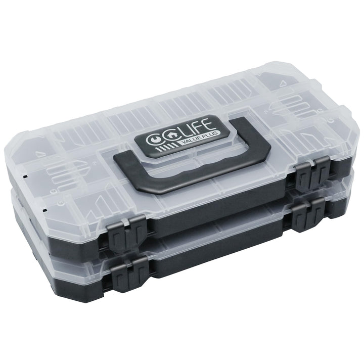 CCLIFE 2tlg Sortimentskasten Unterteilt und Stapelbar Transparent Werkzeug-Organizer (29,5 x 15,5 x