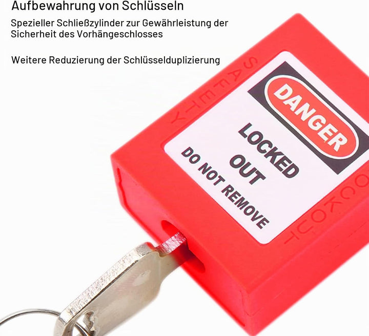 Lockout Tagout-Schlösser 5 Sätze Sicherheitsvorhängeschloss Vorhängeschloss Klein mit 2 Schlüssel LO