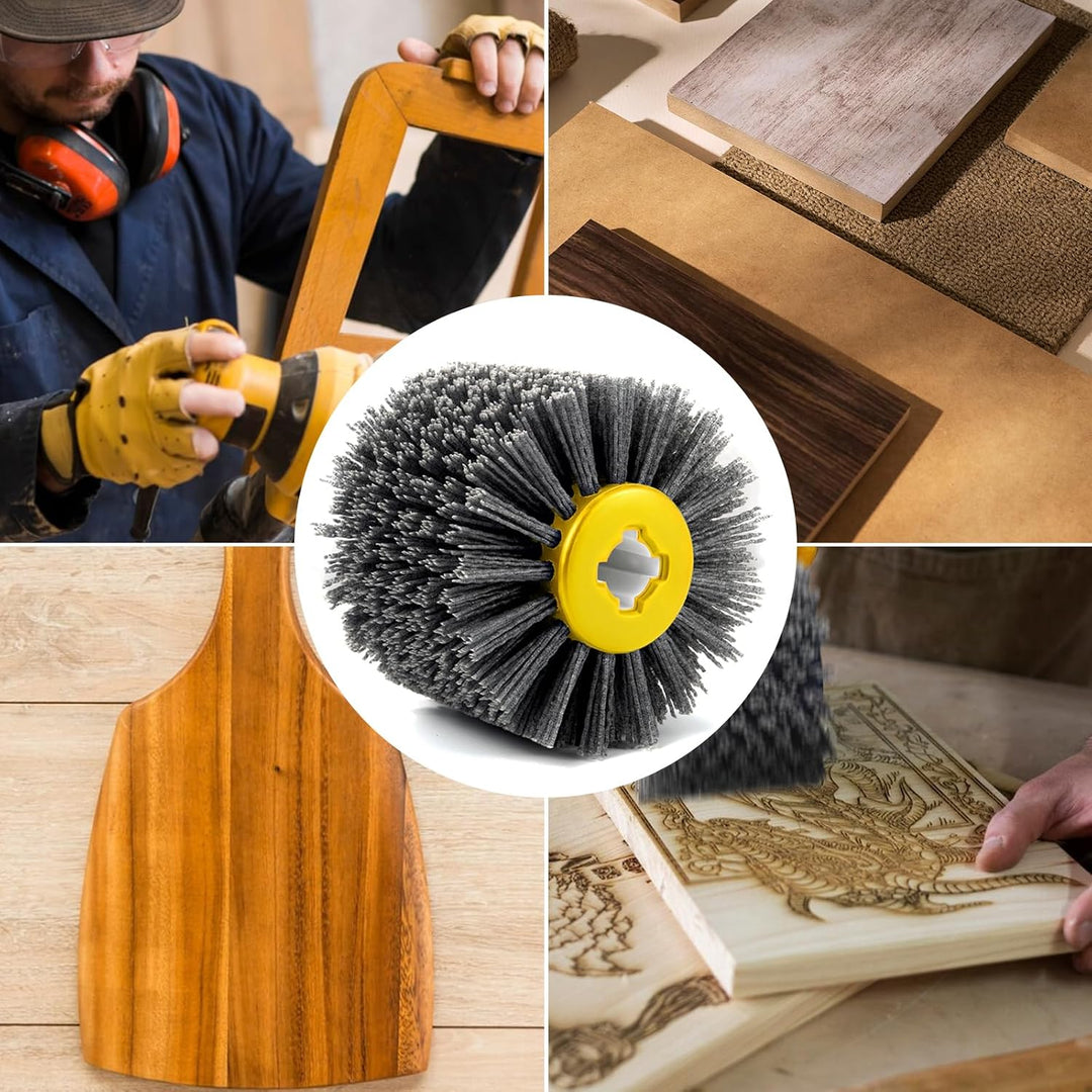 Schleifbürste, Nylonbürste für Winkelschleifer, 80/120 Körnung, 100mm Breite - 120mm Ø, Satinierbürs