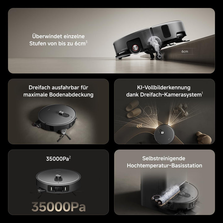 Xiaomi Robot Vacuum 6 Max, 35.000Pa, 6cm Hindernis, Dreifachwalze
