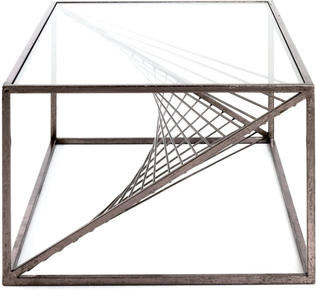 Möbel Jack Couchtisch - Bronzefarben - Klarglas - Stahlgestell - 100 x 60 cm