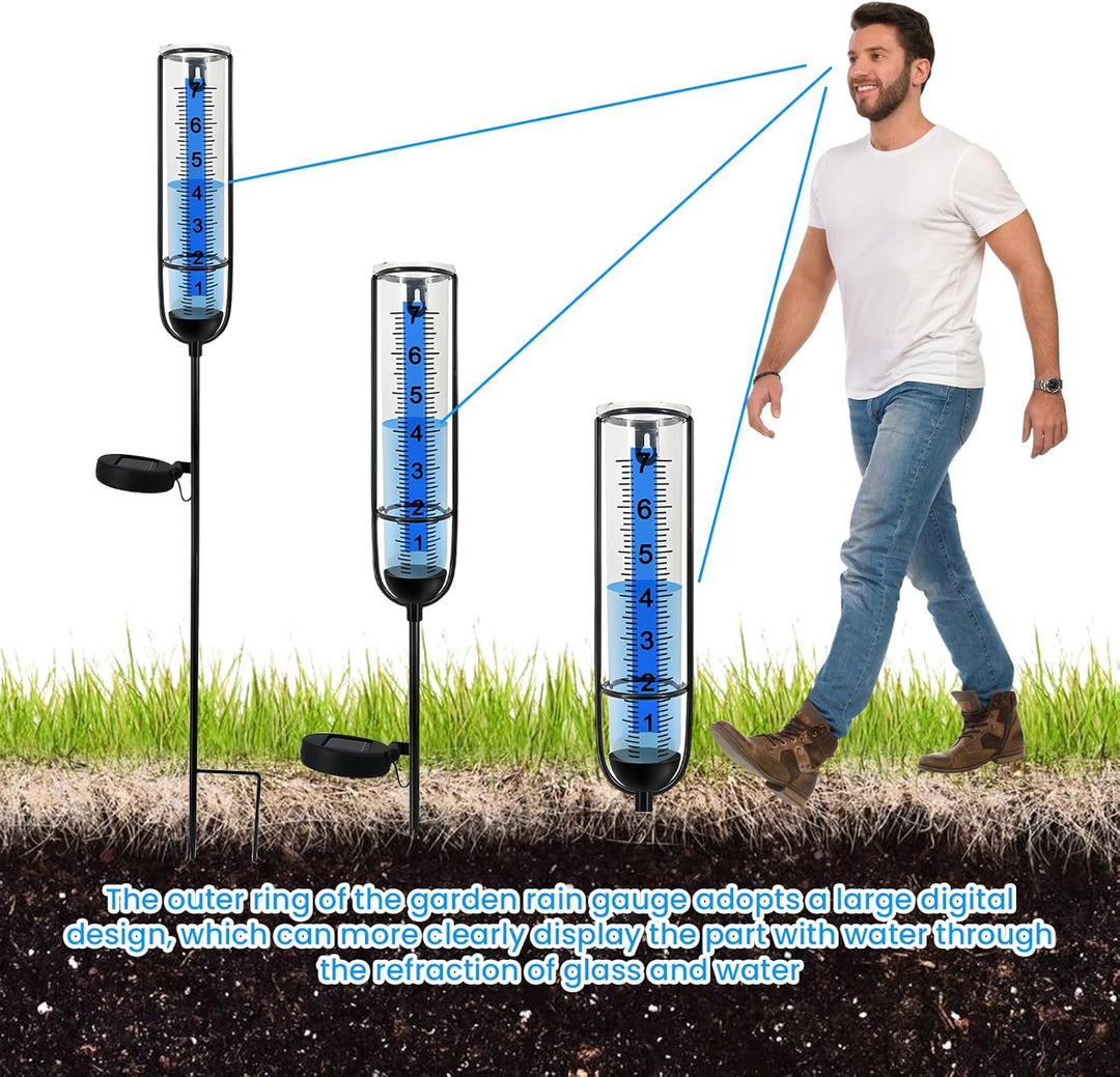 Regenmesser für den Aussenbereich mit Licht, Regenmesser für Garten Frostsicher, Outdoor Regenmesser
