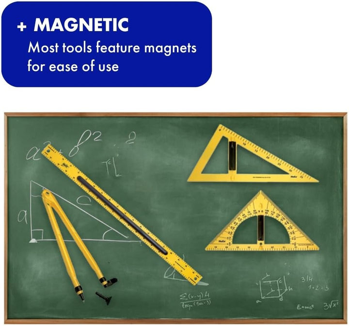 Helix Whiteboard-Lineal X24050, magnetisch, 60 cm Set gelb Whiteboard-Set, 4-teilig, Whiteboard-Set,
