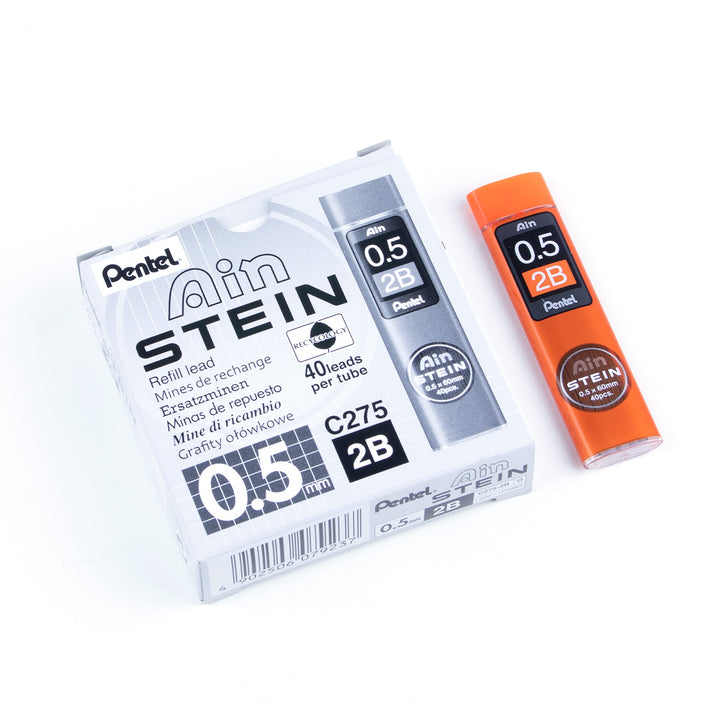 Pentel Ain STEIN C275 Feinmine, 40 Minen je Dose, 0.5 mm, Härtegrad 2B (12 Dosen)