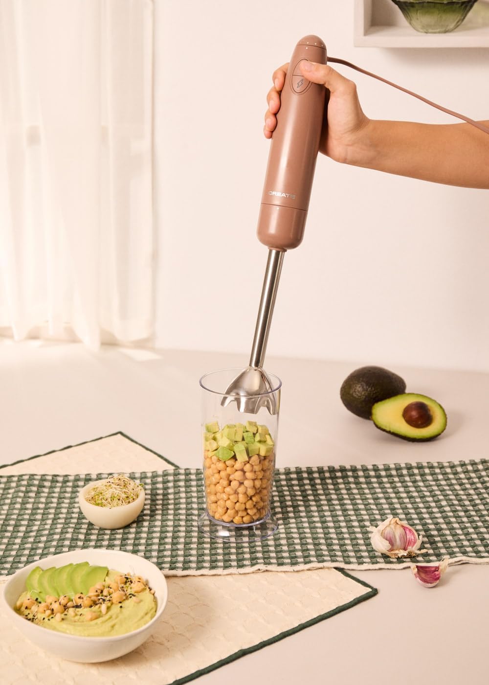 CREATE/FULLMIX RETRO/Stabmixer in Mokka/Mixer und Pürierstab, 6 Geschwindigkeiten, 15000U, 500ml Gla