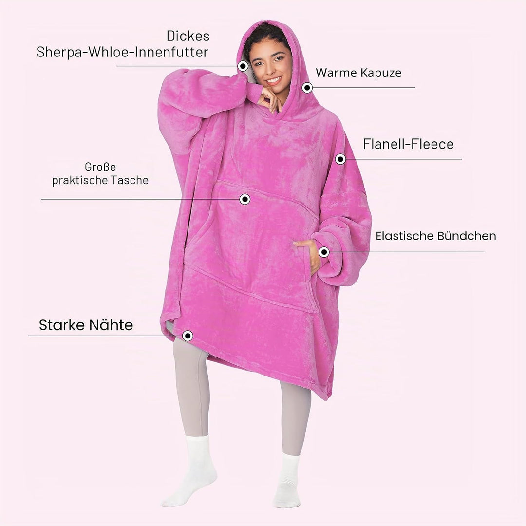 Kato Tirrinia Übergrosse Warme Hoodie Sweatshirt Decke, Weiche Flanell Damen Deckenpullover, Komfort