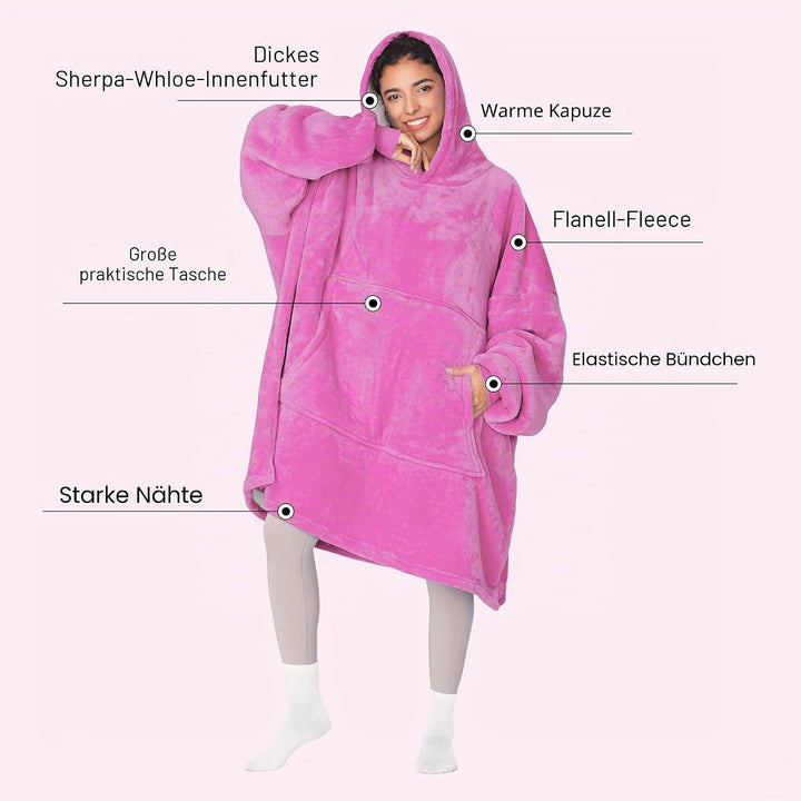 Kato Tirrinia Übergrosse Warme Hoodie Sweatshirt Decke, Weiche Flanell Damen Deckenpullover, Komfort