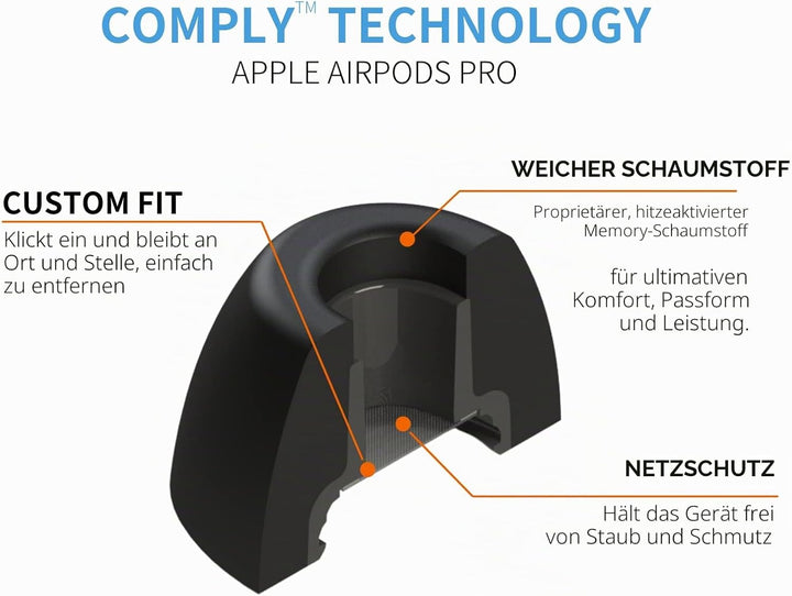 Comply Premium Schaumstoff-Ohrpassstücke, kompatibel mit AirPods Pro, Version 2.0, kleine Grösse, 3