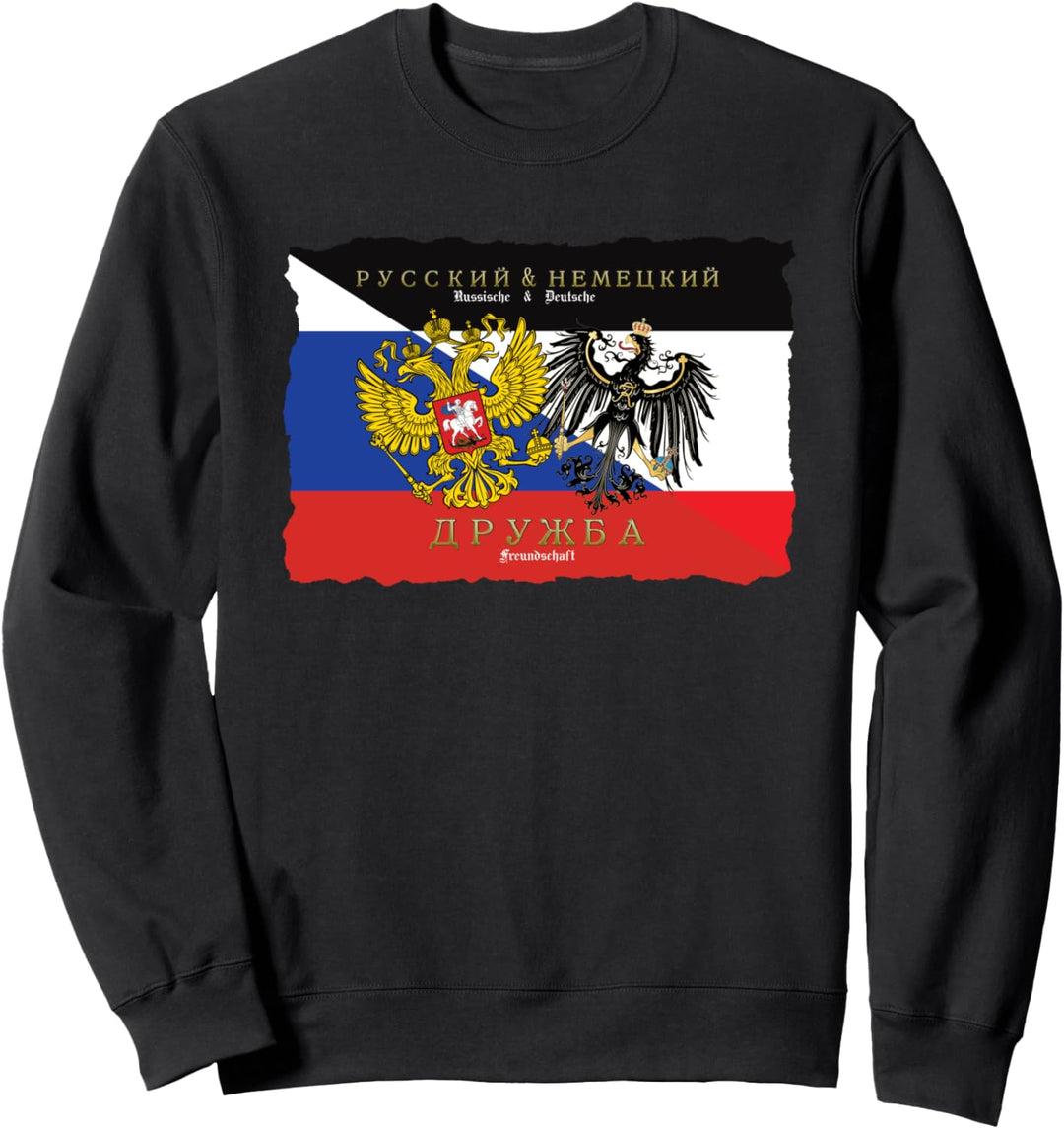 Russland & Deutschland Freundschaft Flaggen Wappen mit Adler Sweatshirt