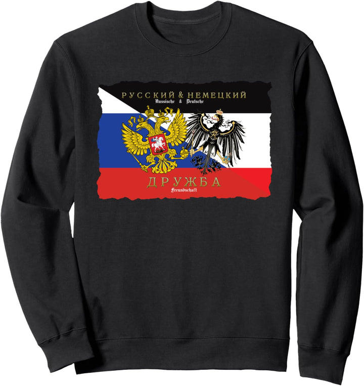 Russland & Deutschland Freundschaft Flaggen Wappen mit Adler Sweatshirt