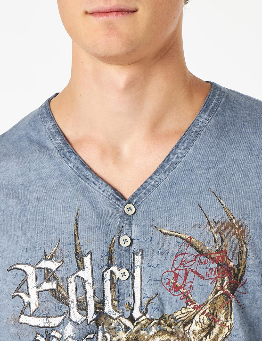 Stockerpoint Herren Edelbock Trachtenshirt, Rauchblau