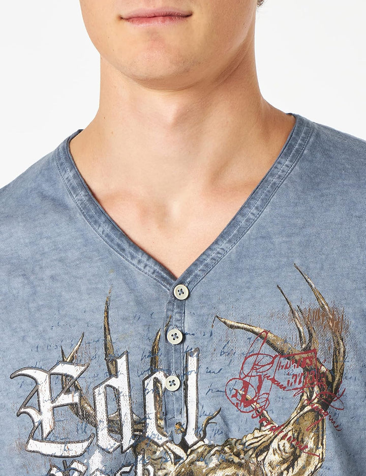 Stockerpoint Herren Edelbock Trachtenshirt, Rauchblau