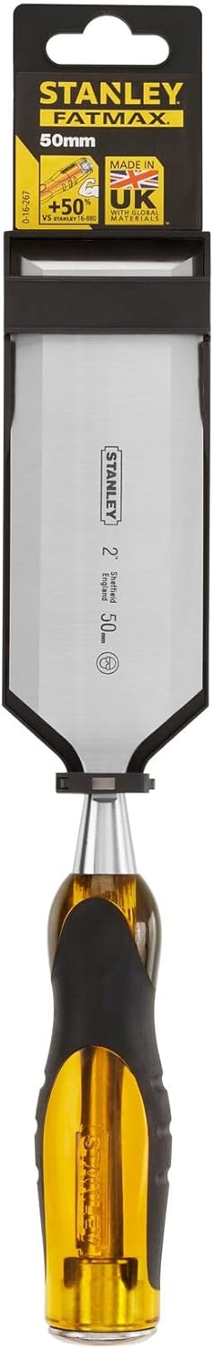 Stanley FatMax Beitel (50 mm Klingenbreite, Thru-Thang-Klinge, Stahl-Schlagkappe, Griff mit Weichsto