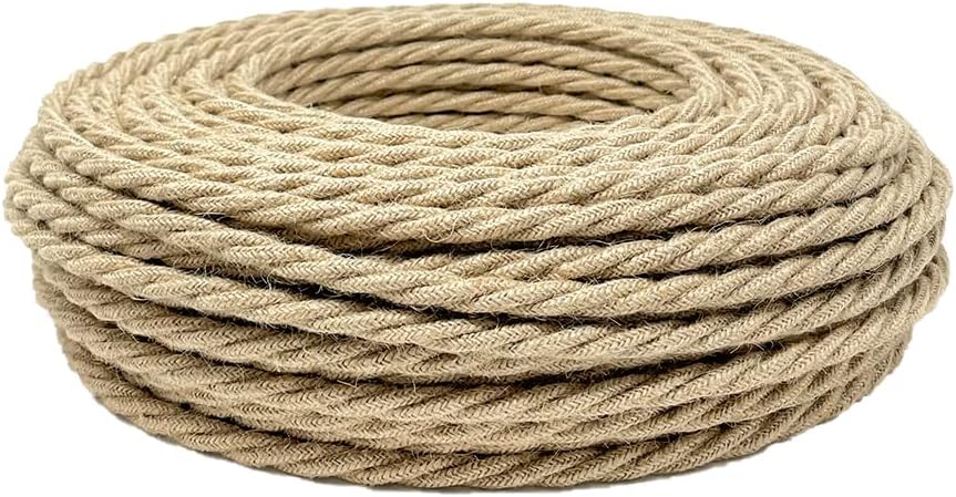 Textilkabel für Lampe, Stoffkabel 3-adrig (3x0,75mm²) - Jute. Made in Italy (20 Meter), 20 Meter