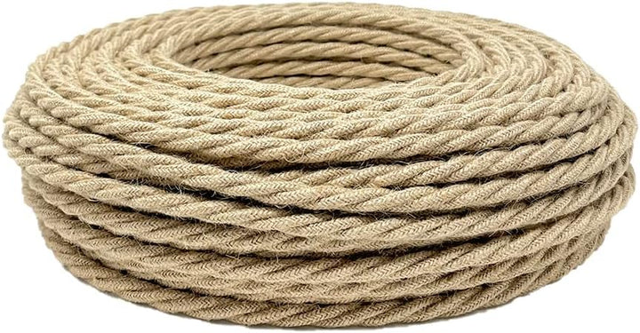Textilkabel für Lampe, Stoffkabel 3-adrig (3x0,75mm²) - Jute. Made in Italy (20 Meter), 20 Meter