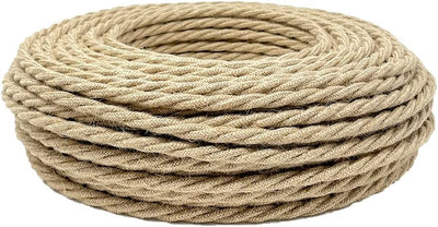 Textilkabel für Lampe, Stoffkabel 3-adrig (3x0,75mm²) - Jute. Made in Italy (10 Meter), 10 Meter