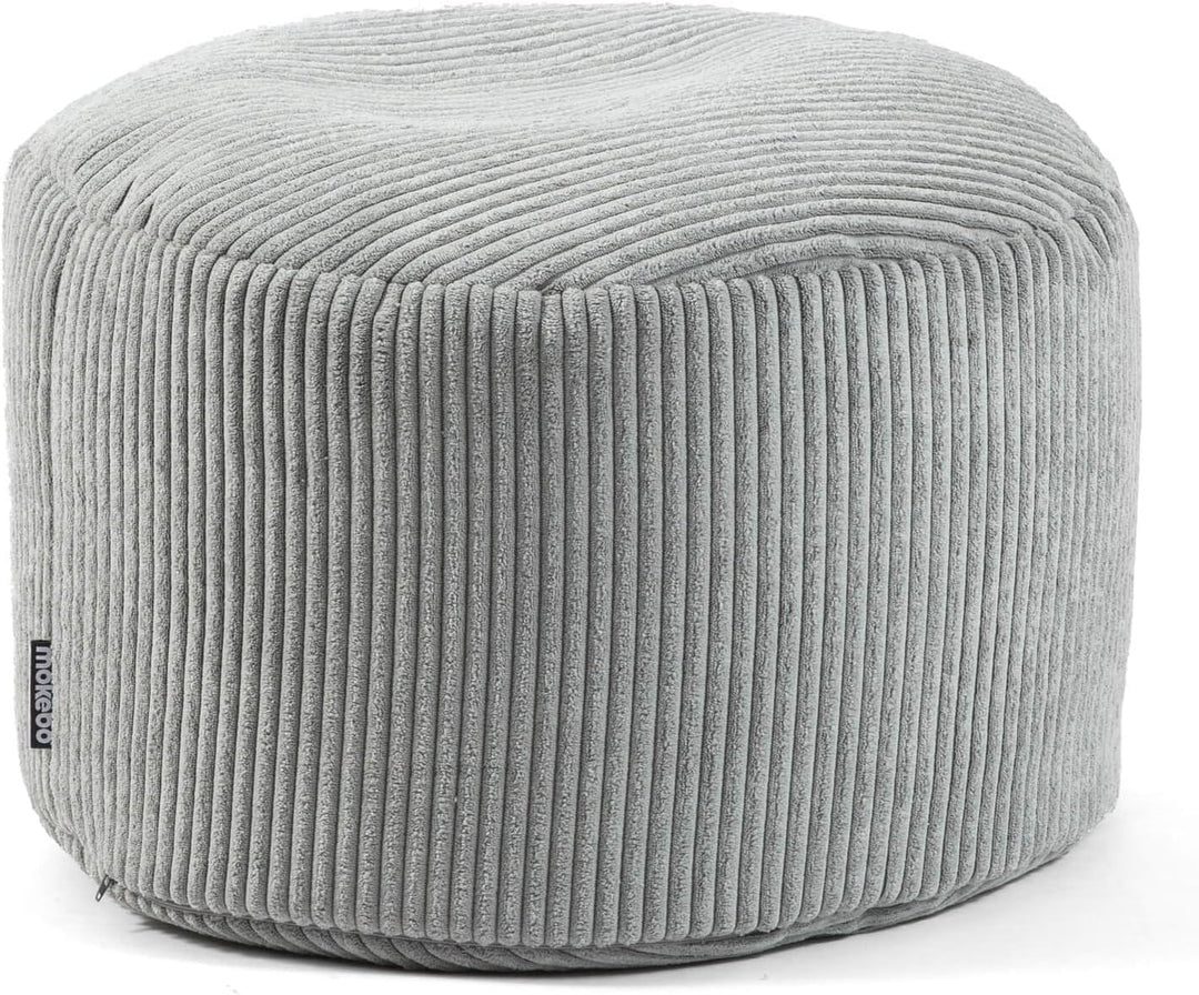 mokebo® Pouf, Hocker o. Sitzhocker aus Cord 40x60 cm 'Der Faule Lenz', Bodenkissen rund in Grau, Fus