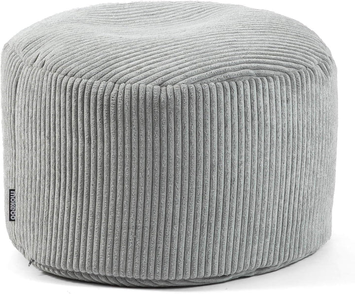 mokebo® Pouf, Hocker o. Sitzhocker aus Cord 40x60 cm 'Der Faule Lenz', Bodenkissen rund in Grau, Fus