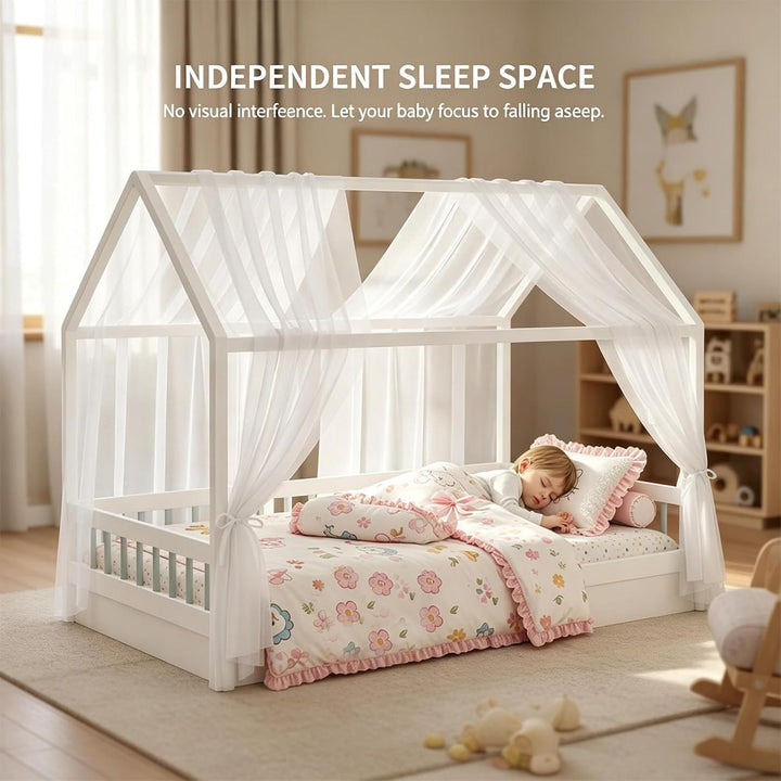 MeYuxg Hausbett Himmel Set, 2 Stück Betthimmel Hausbett für Hausbett Deko, 150x350CM Bio-Baumwolle H