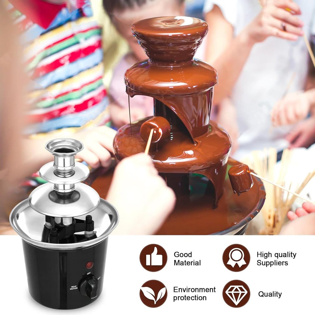 Schokobrunnen Elektrisch, 3-stufiger Schokoladenbrunnen, Edelstahl-Schokoladenfondue Maschine mit 60