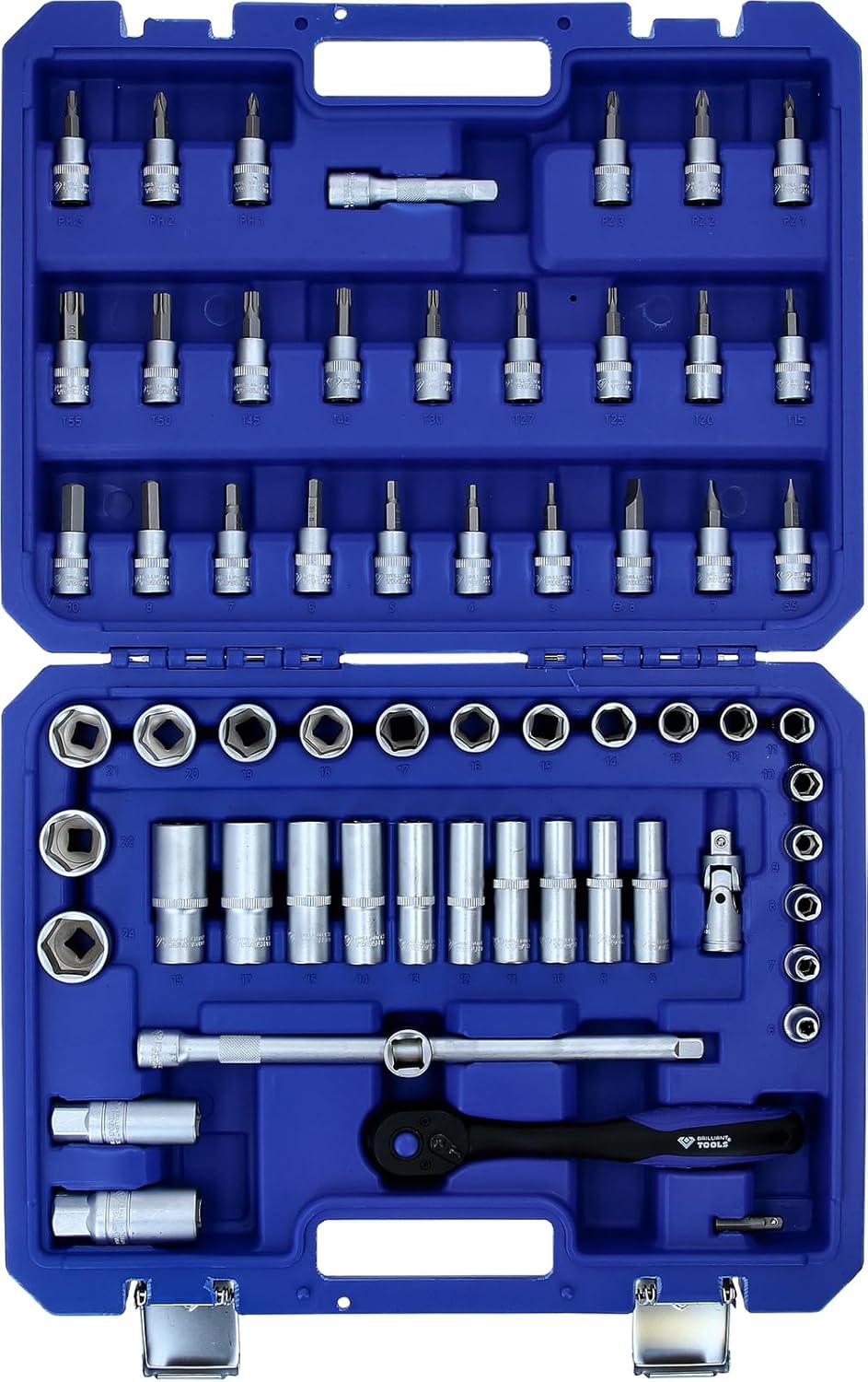 BRILLIANT TOOLS BT021061 3/8 Zoll Steckschlüssel-Satz, 61-tlg [Powered by KS TOOLS]