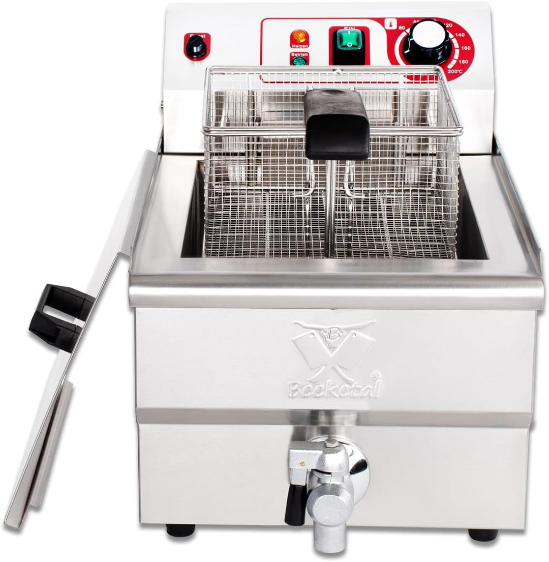 Beeketal 'BWF-131P' Profi Gastronomie Kaltzonen Fritteuse (13 Liter Volumen für max. 8,5 Liter Öl) E