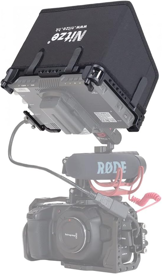 Nitze 17,8 cm (7 Zoll) Feldmonitorkäfig mit Sonnenblende und Kabelklemme, kompatibel mit Feelworld F