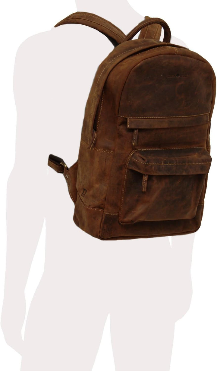 Greenburry VINTAGE 1691-25 Zip Around Leder Retro Rucksack Daypack Notebookfach - ModaStore de