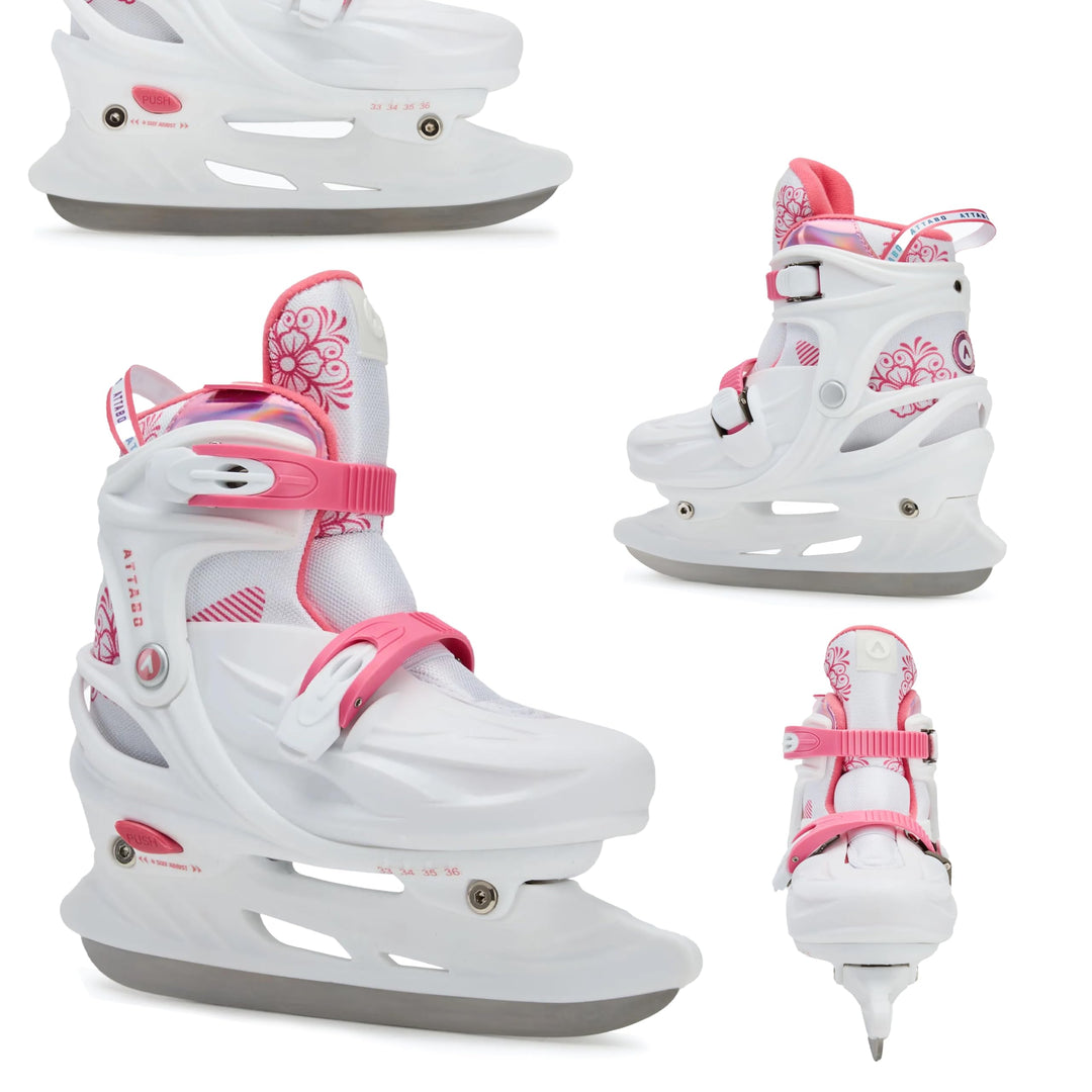 ATTABO KOA Kinder verstellbare Schlittschuhe | Freizeit Eislaufschuhe | PVC & PP Hartschale | Edelst