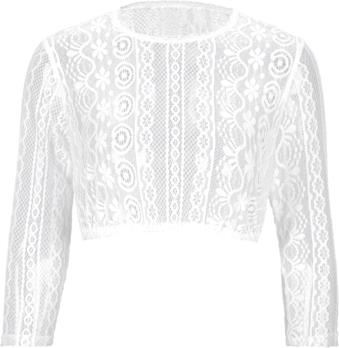 Dirndlwelle Spitze Dirndlbluse Langarm Dirndlbluse Damen Trachtenbluse Creme Dirndl Bluse Hochgeschl