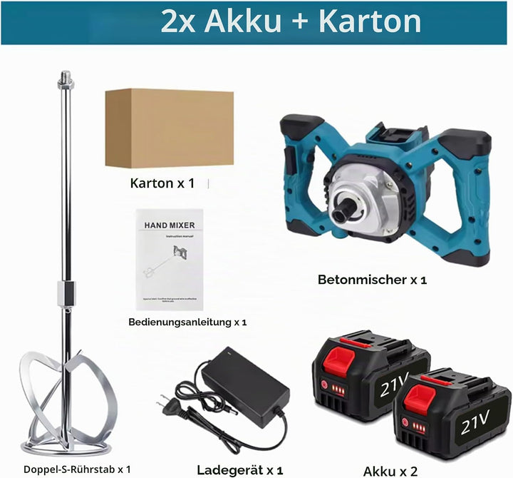 Akku-Farbmörtelrührer, 24V Bürstenlos Rührwerkmit M14 Rühreraufnahme, 1700W 0-780U/min, 6 Stufen ein